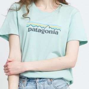 PATAGONIA Pastel Blue Logo Tee